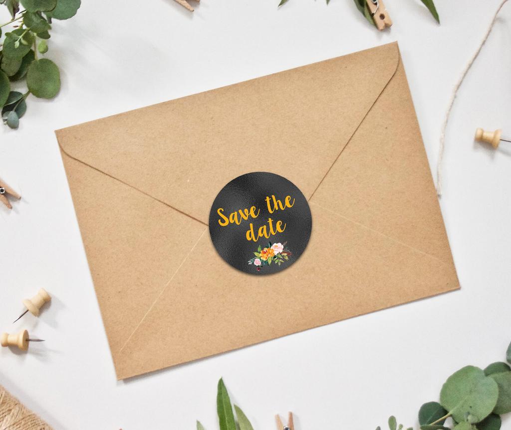 Darling Souvenir Round Glitter Background Save The Date Stickers 1,6-дюймовые конверты Seals-45