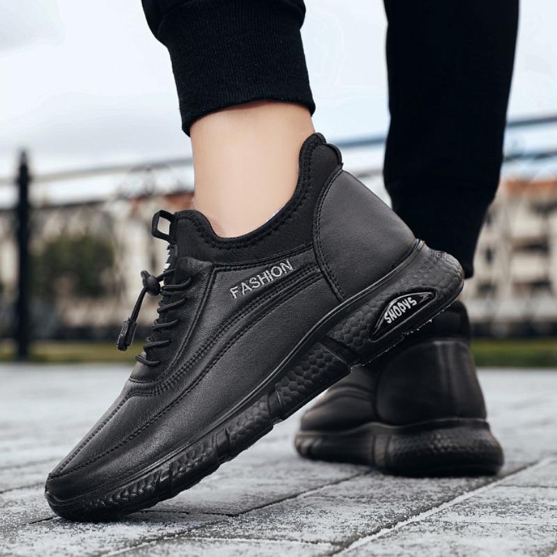 Зимние мужские теплые сноубутсы Модные мужские хлопковые ботинки Повседневные мужские ботинки из ПУ кожи Удобные плюшевые кроссовки