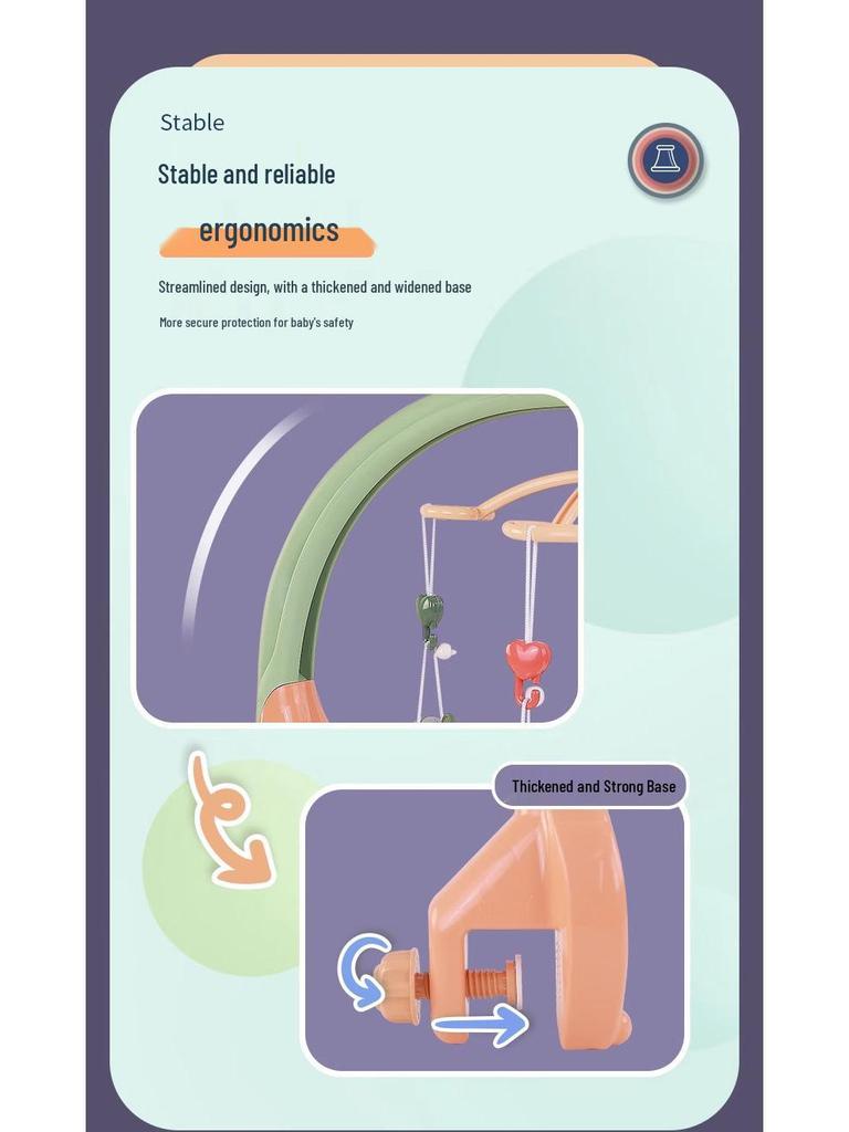 Multi-Functional Music Crib Mobile with Remote Control, Projection Light, and Educational Soothing Rattle
