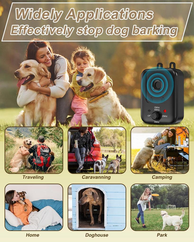 Automatic Anti-barking Device for Dog Barking Control, Rechargeable Ultrasonic Dog Barking Deterrent Device, Outdoor and Indoor