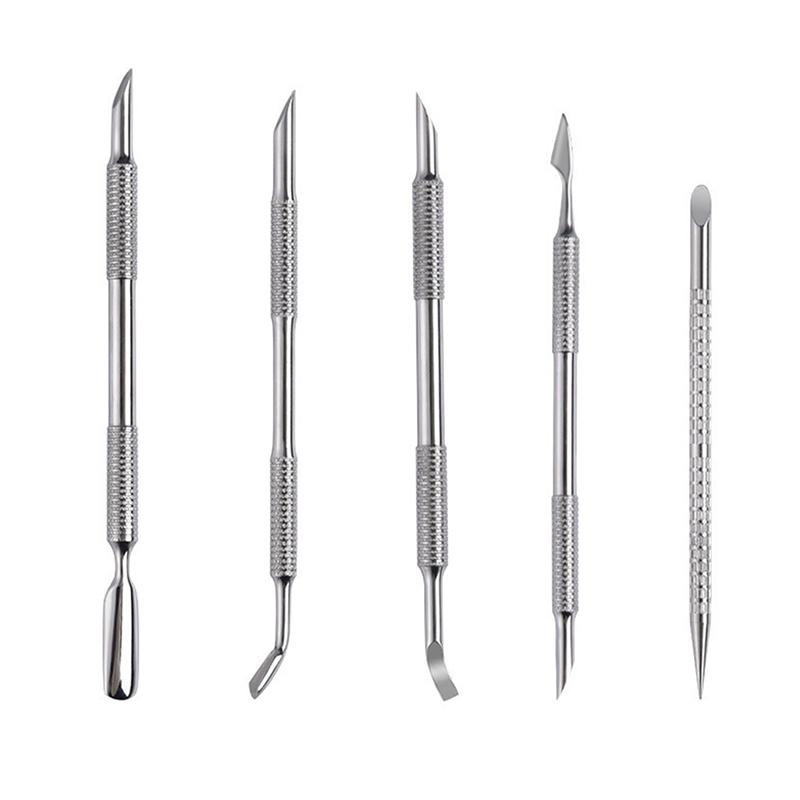 1 шт. Нейл-арт Двусторонний Пушер для Кутикулы из Нержавеющей Стали Ложка для Удаления Мертвой Кожи