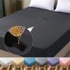Waterproof Bed Sheet Solid Color Bed Mattress Cover Bed Protector Cover Breathable Smooth Bed Elastic Fitted Sheet With Deep Pocket(No Pillowcase)
