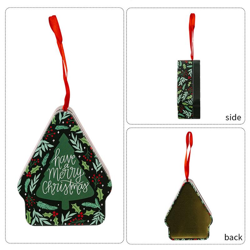 Рождественский домик Форма Рождественская атмосфера Рождественские украшения Банка для шоколада со шнурком Милая коробка для конфет Детская 10,5x8,5x4см