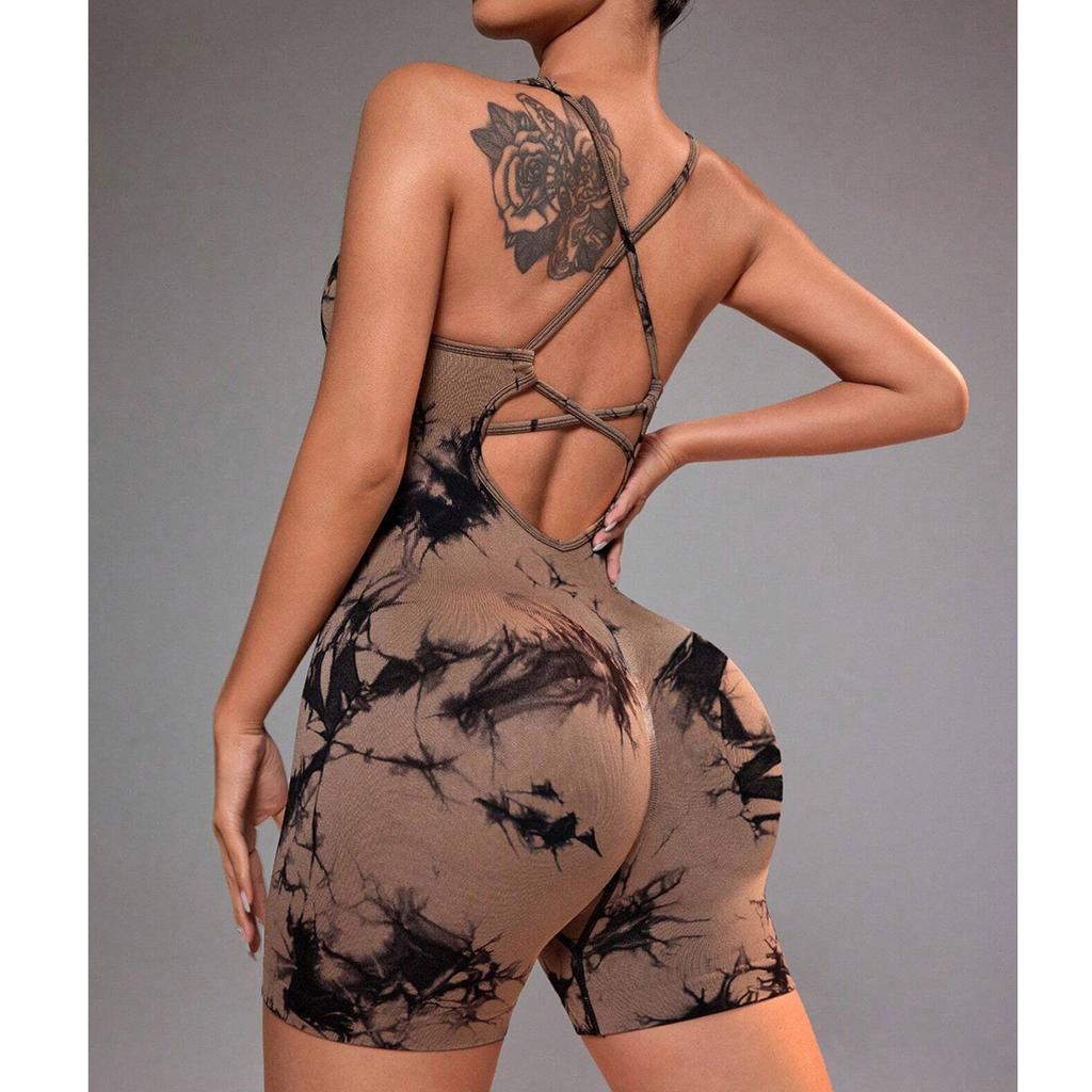 Women's Tight Fitting Peach Hip Lifting One-Piece Yoga Suit, Fitness Shaping One-Piece Suit