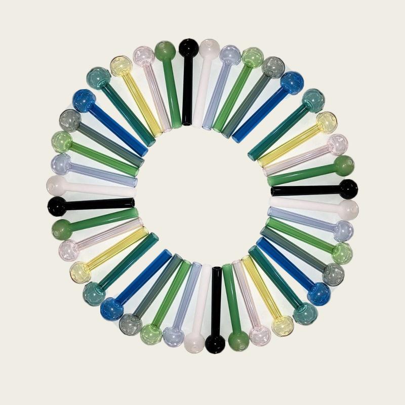 Стеклянная трубка Pyrex, стеклянная трубка ручной работы для масляной горелки, мини-курительные трубки, симпатичные цветные толстые стеклянные трубки 10/40 шт.