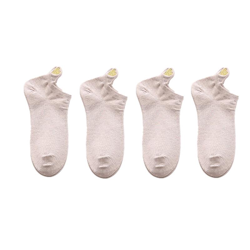 4 пары женских носков до щиколотки для девочек, хлопковые милые повседневные забавные носки с сердечками, осенние