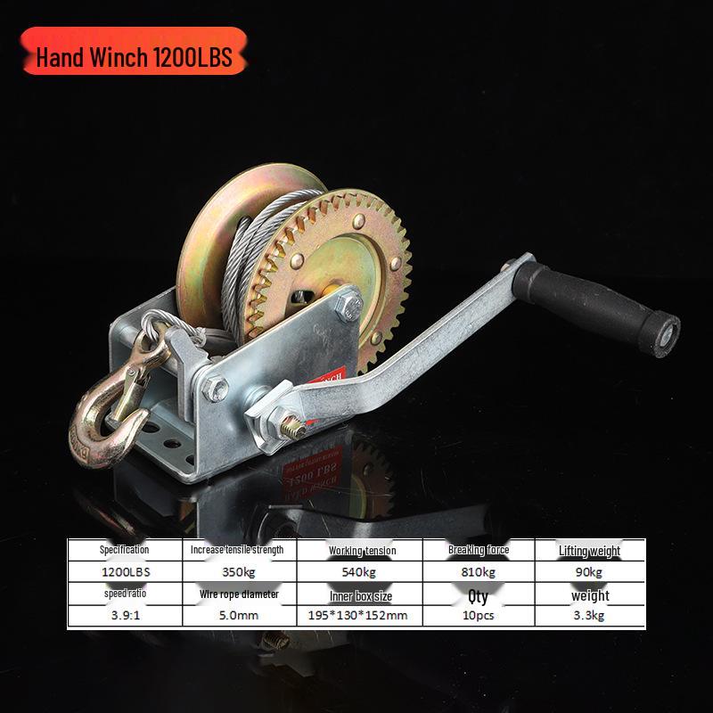 Двунаправленная самоблокирующаяся ручная лебедка 1200 фунтов для бытового подъема и тяги