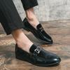 Итальянская Мода Кожаные Туфли Мокасины для Мужчин Повседневная Мужская Обувь Деловая Мужская Формальная Остроносая Модная Свадебная Черная Кожа Hombre