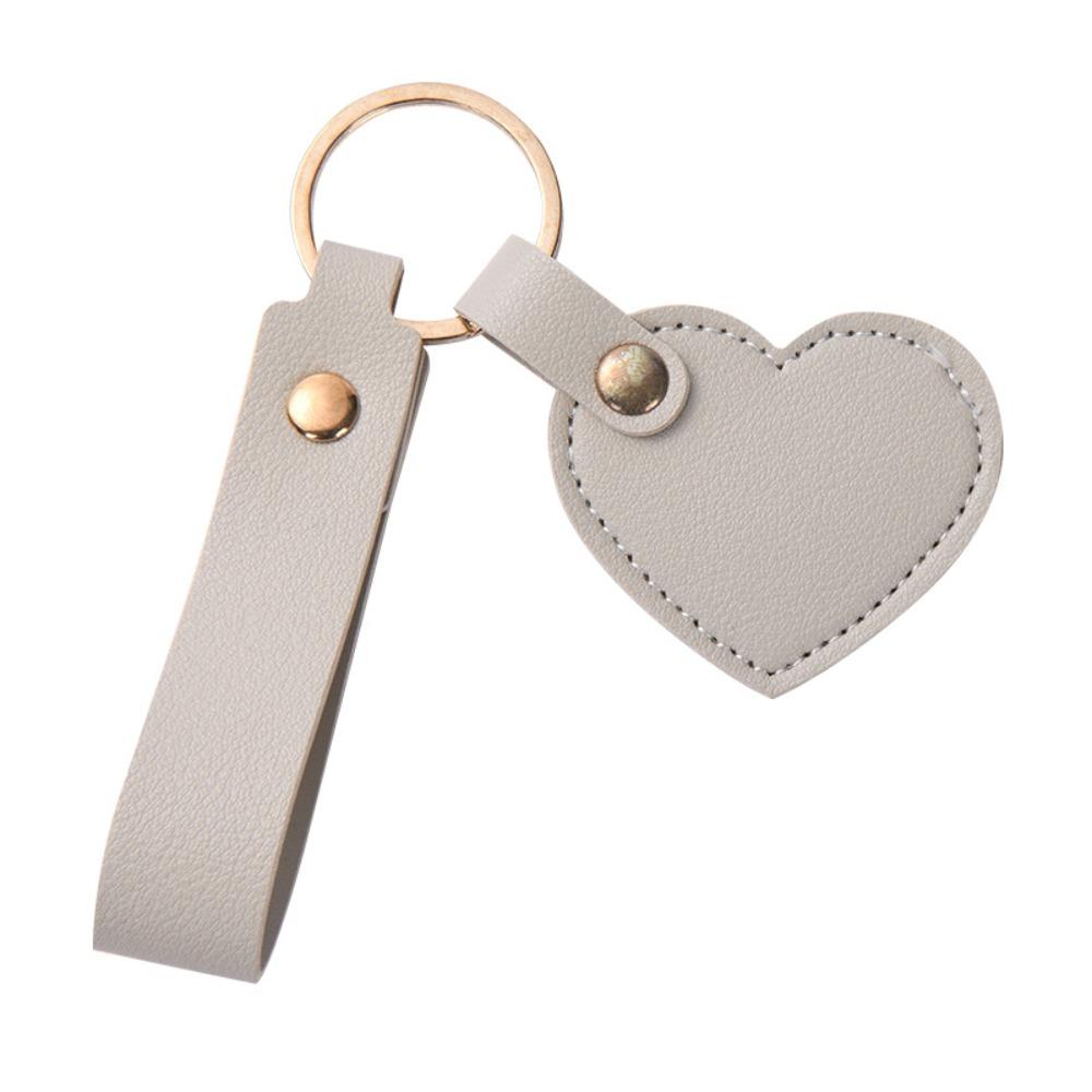 Solid Color Leather Heart Keyring PU Colorful Pendant Fashion Heart Shape Keychain  Unisex