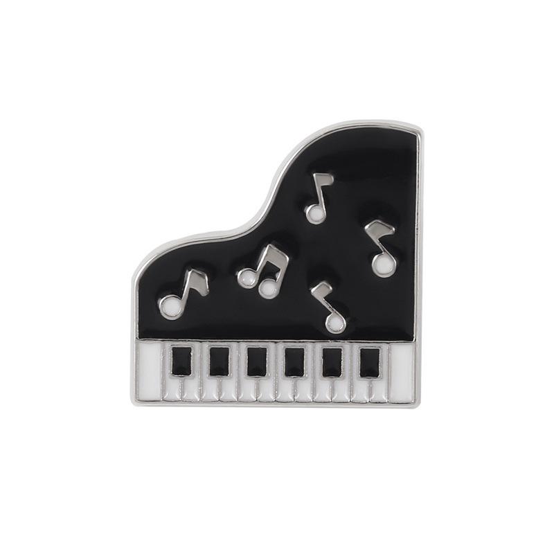 Musical Instrument Piano Enamel Pin Badge with Music Notes Design Metal Lapel Pin for Bags Jackets Hats Accessories