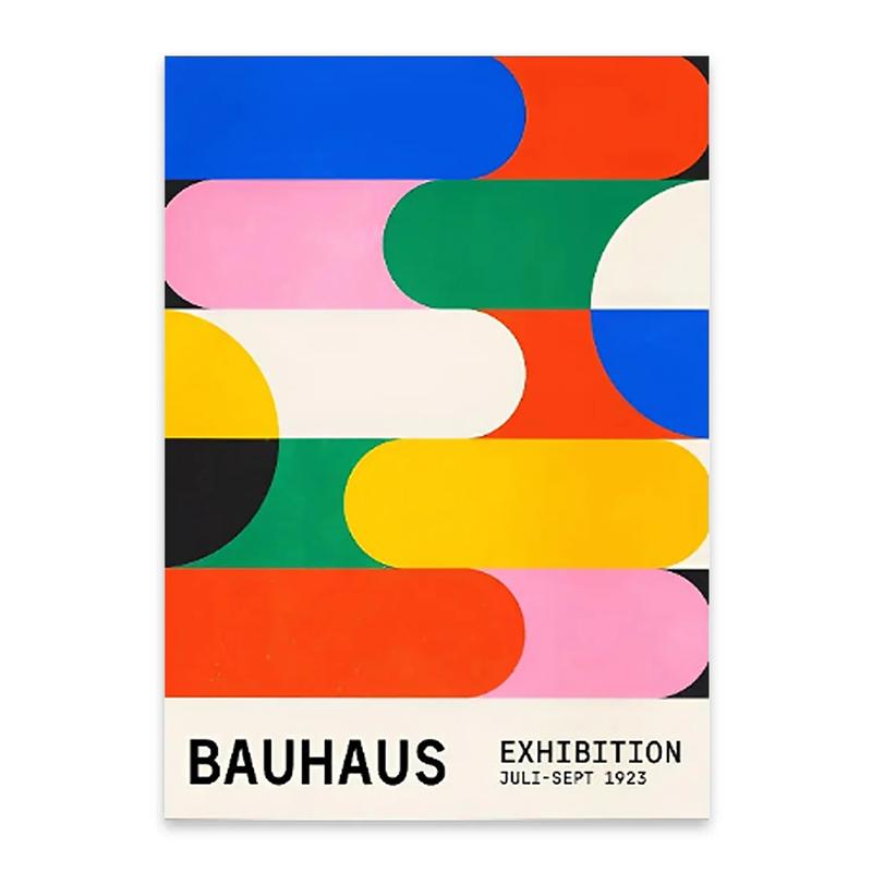 Abstract Bauhaus Orange Yellow Geometry Poster Prints Bauhaus Ausstellung Canvas Painting Wall Art Picture for Home Decoration