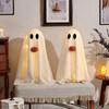 Light-Up Sherpa Ghosts with Pumpkin Cute Ghost Tabletop Decoration for Halloween Indoor Home Kitchen Fireplace Decor