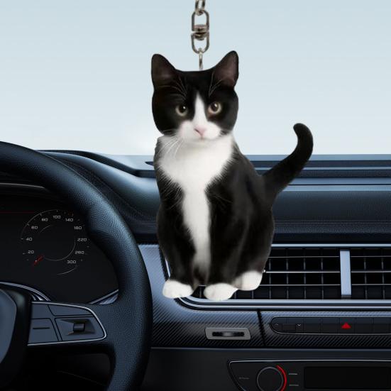 Акриловые брелки для ключей в виде кота, подвеска на зеркало заднего вида автомобиля, автомобильная сумка, кольца, подвеска, украшение для ключей в виде кота для салона автомобиля, аксессуары