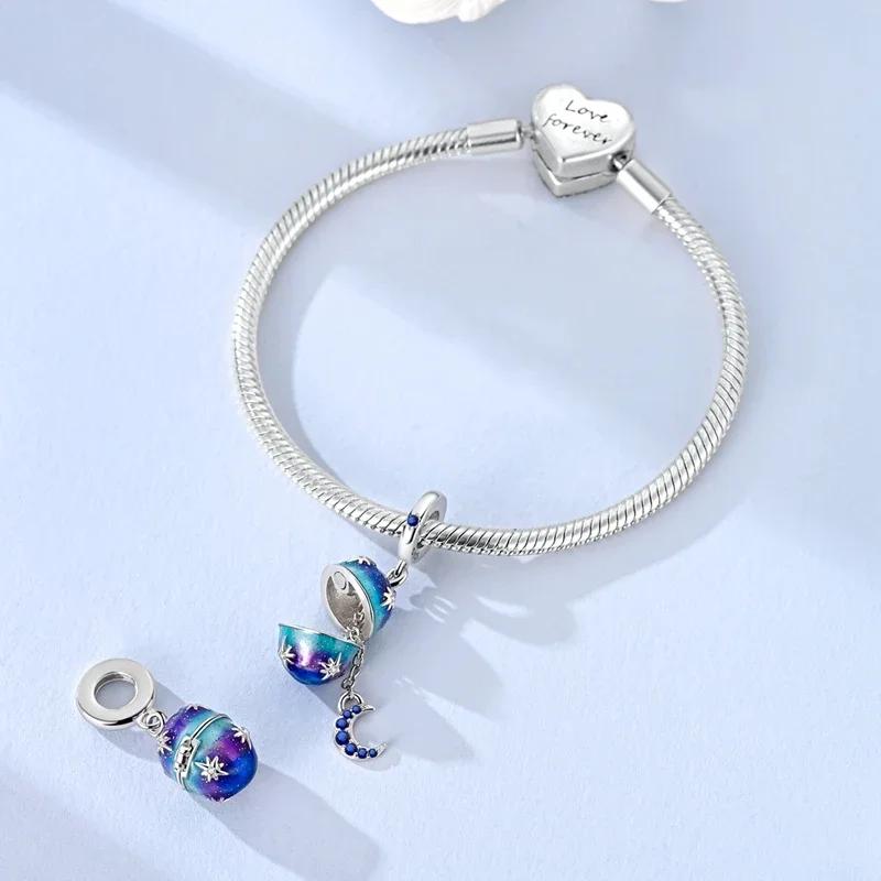 Шармы Медь Мечтательные Звезды Луна Пасхальное Яйцо Бусины Подходят Шармы Plata Оригинальный Браслет Бусины Женские Украшения Изготовление своими руками