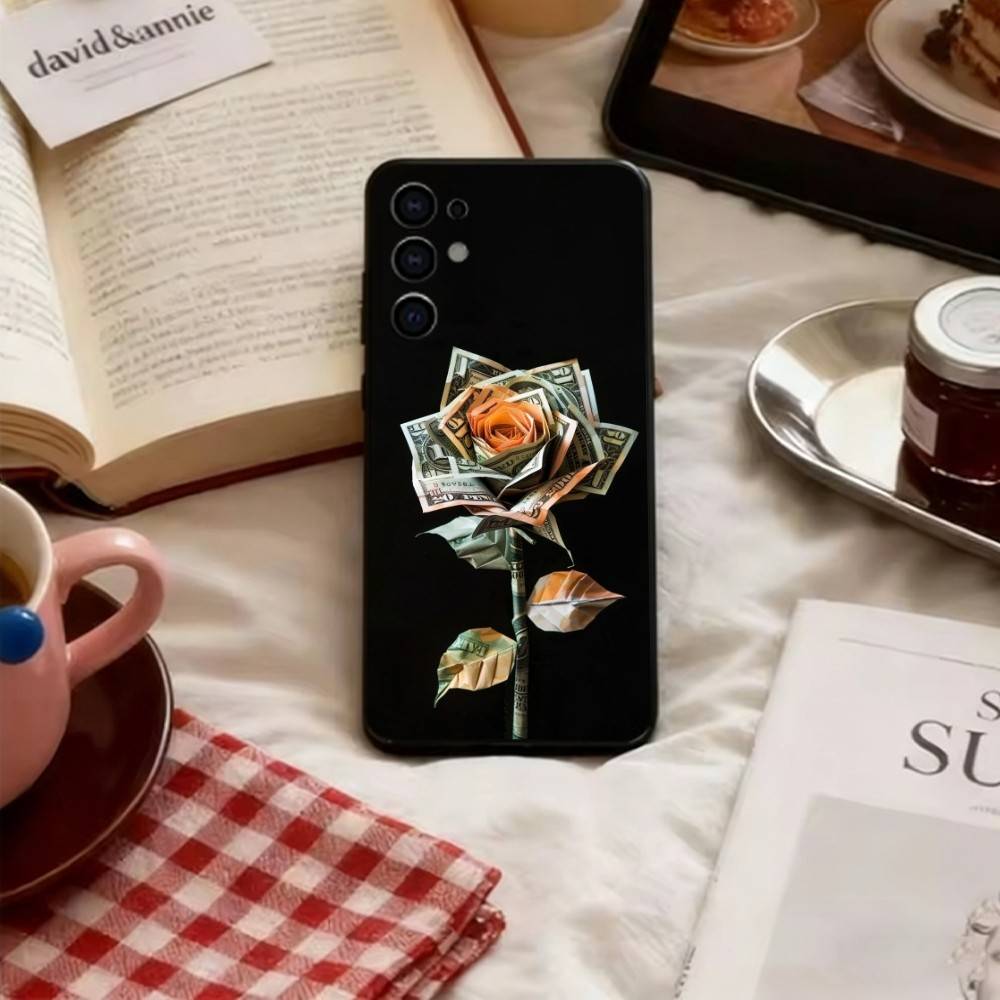 Чехол для телефона "Цветок Богатства" для Samsung S25, S24, S21, S22, S23, S30, Ultra, S20, Plus, Fe, Lite, Note, 10, Черный