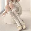 Lace Trim Bowknot Girlish Knee-High Socks Japanese Style Hollow Ballet-Inspired Calf Slouch Socks Double-Wear Design