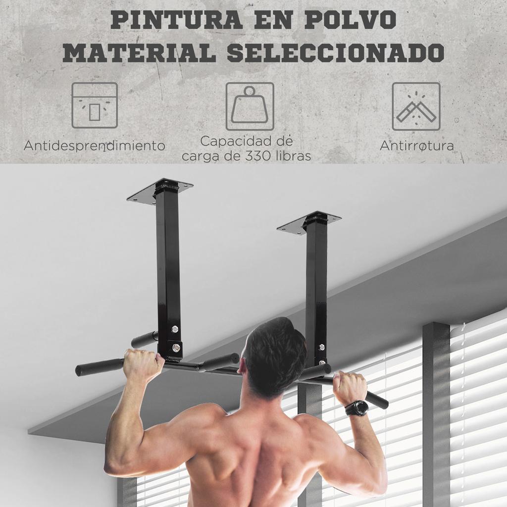 Pull-Up Bar, Ceiling Mounted, Steel, 105.5 x 28 x 49 cm, Black