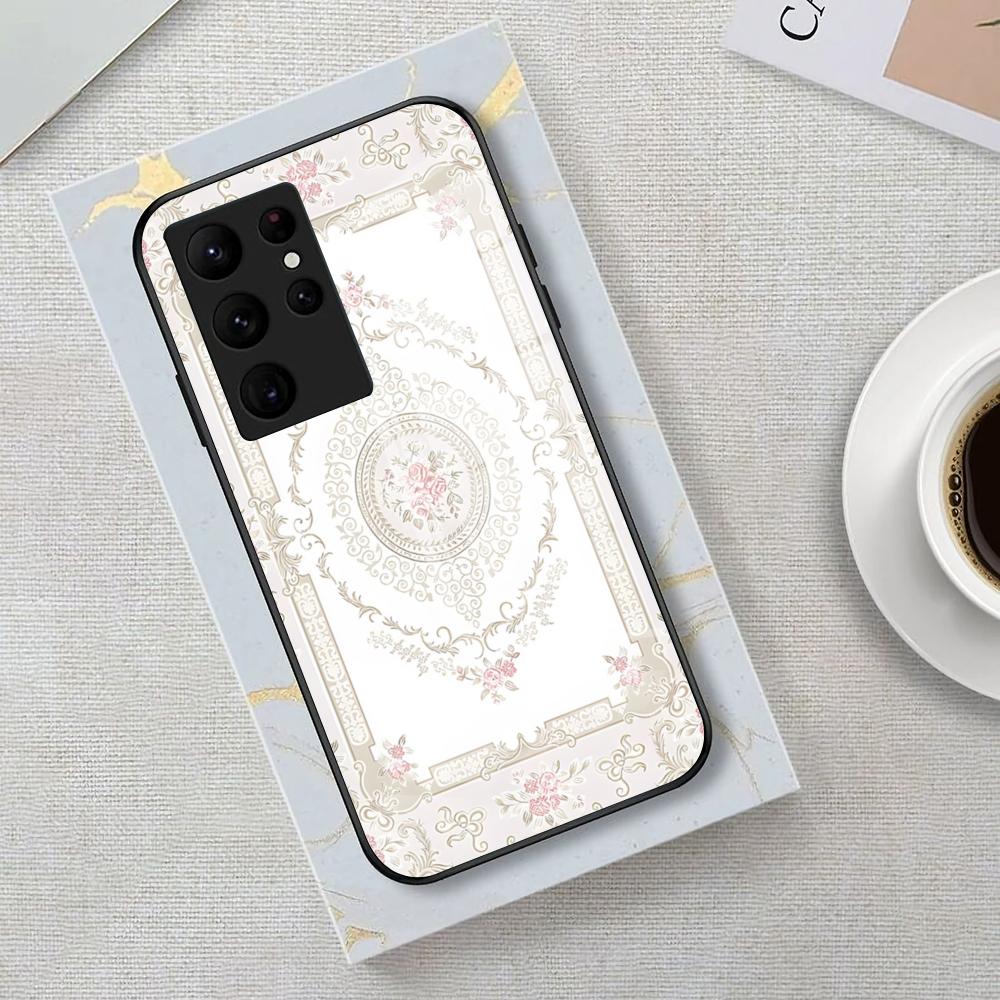Traditional Arabian Pink Carpet Phone Case For Samsung S26 S25 Edge S24 S23 S22 S21 S20 Ultra Plus FE Glass Cover