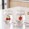 Cute Glass Cups with 3D Fruit Ornaments Clear Drinking Cup And Christmas Holiday Ornaments, Handmade Decorative Mugs Heat Resistant Borosilicate