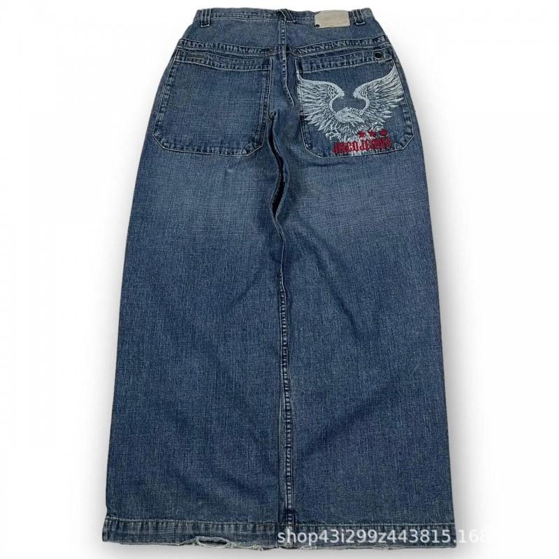 Мужские джинсы свободного кроя, винтажной стирки, с графическим принтом, прямой крой, уличный стиль, осенние брюки