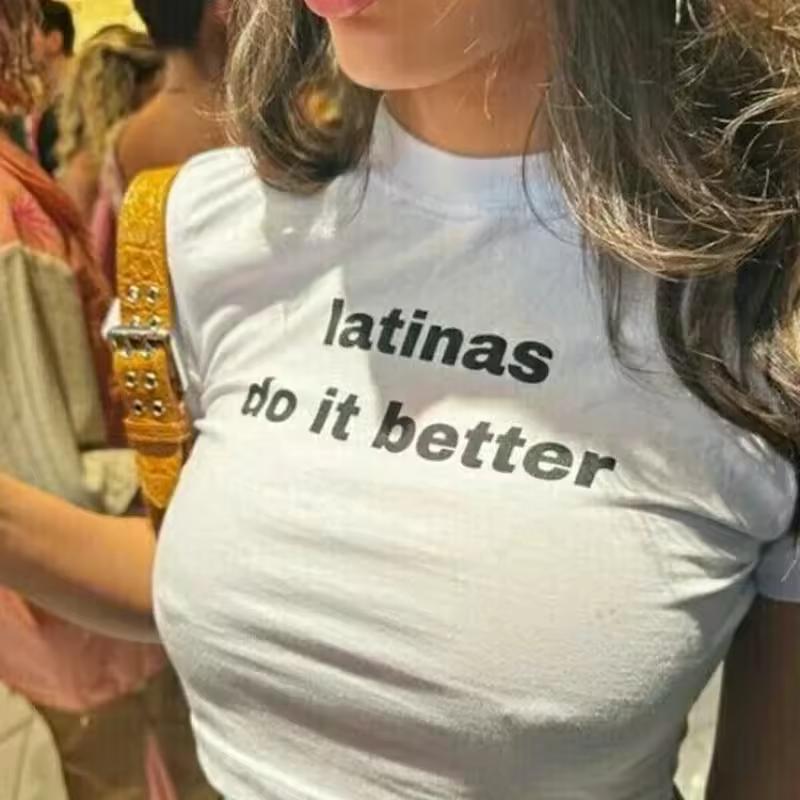 Latinas Do It Better Women Crop Top Harajuku Camisetas Baby Tee 2000s Grunge Goth Clothes Girl Power Tshirt Feminist T-shirts