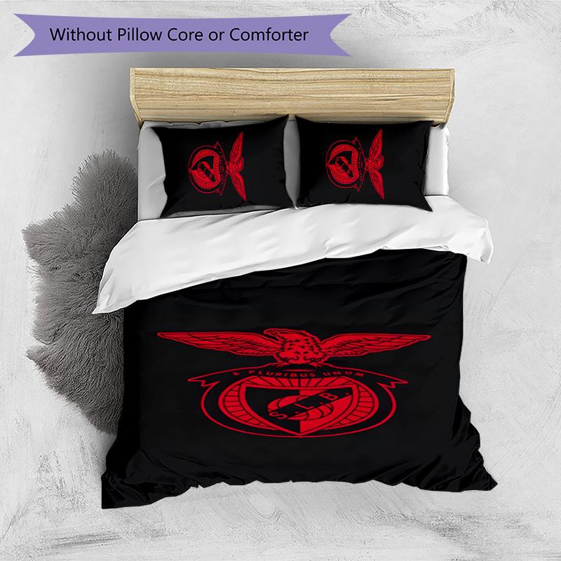 Benfica Pattern Printed 3PCS Bedding Set Soft Skin-Friendly Washable Duvet Cover & Pillowcases Set All Season Bedroom