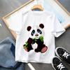 Cute Panda Printed Dinosaur T-shirt For Boys Girsl Summer Outfit Tops Kids Casual T Shirt Kawaii Children Short Sleeve Clothes