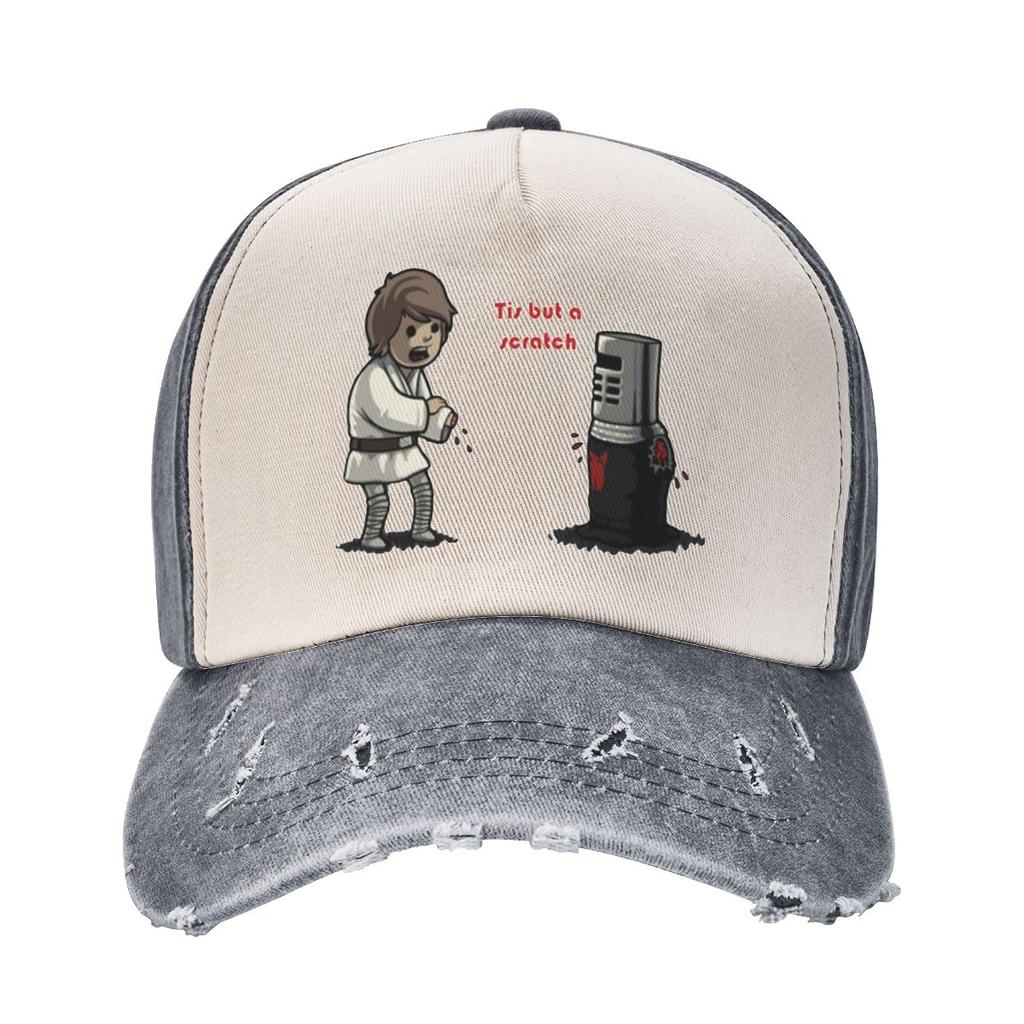The Black Night And Luke Tis But A Scratch Outfit Baseball Caps Monty Python Distressed Washed Caps Hat Vintage