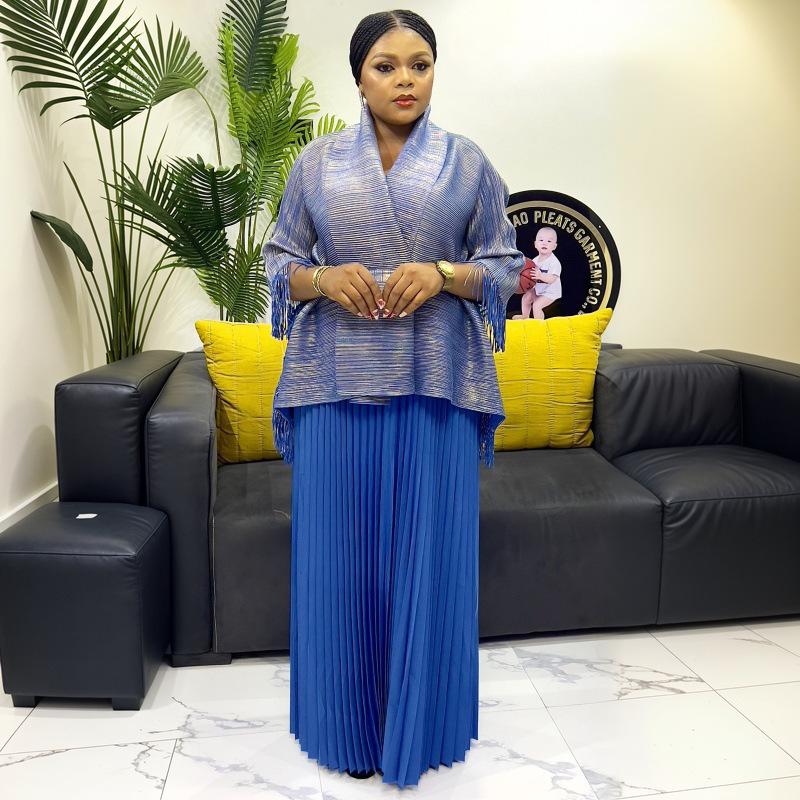 Miyake Pleats Women's 2025 Summer Oversized Casual Fashion with African Hot Stamping