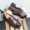 Мужские мокасины, увеличивающие рост, классические кожаные туфли на толстой подошве с криперами на платформе с круглым носком, деловые туфли