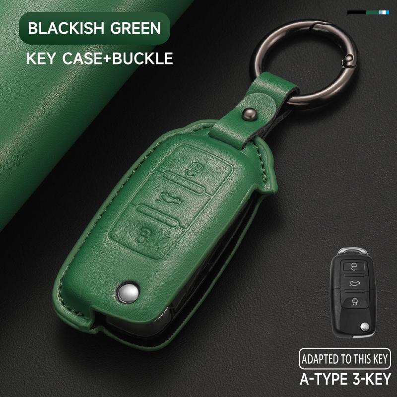 KTDJ9 Leather Car Key Cover Case Protection Shell Keychain For Skoda Octavia A5 kodiaq Fabia Scala Karoq Superb Kamiq Rapid Yeti