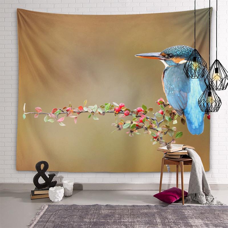 Гобелен «Зимородок» с птицей, настенный художественный декоративный гобелен, Kawaii, детская комната, гостиная, спальня, общежитие, эстетика, домашний декор