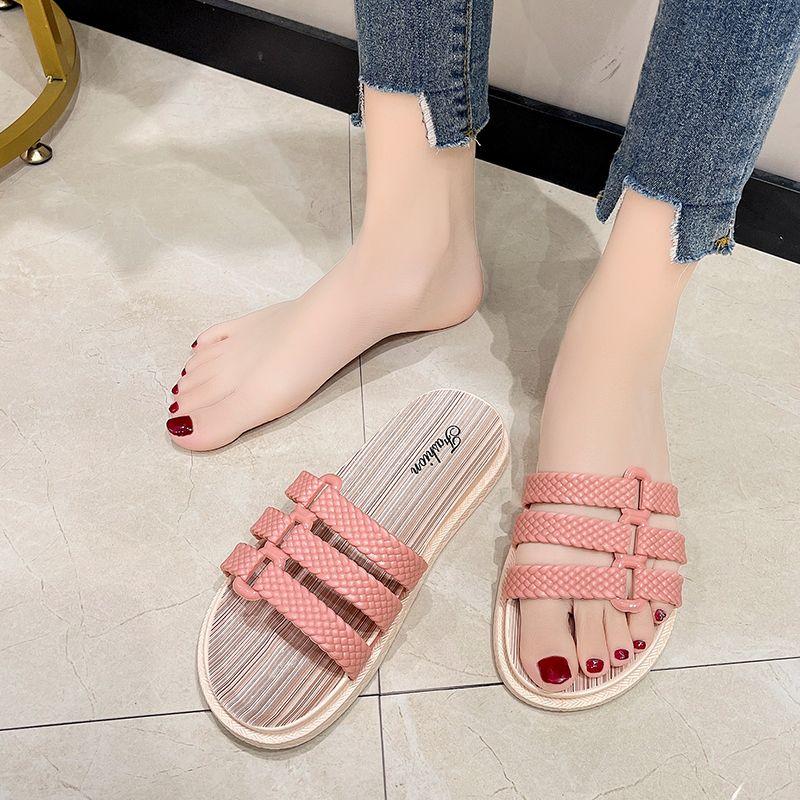 Тапочки, женская летняя одежда, корейская версия, модная универсальная однотонная пляжная обувь для прогулок