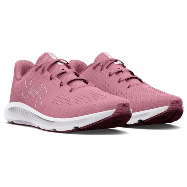 Under Armour Женские кроссовки Charged Pursuit 3 Big Logo — Pink Elixir, серебристый металлик 3026523-600