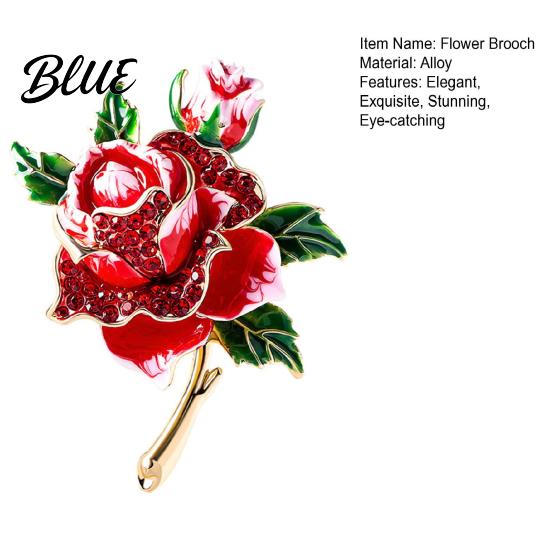 Stylish Flower Pin Red Rose Brooch for Women Girls Enamel