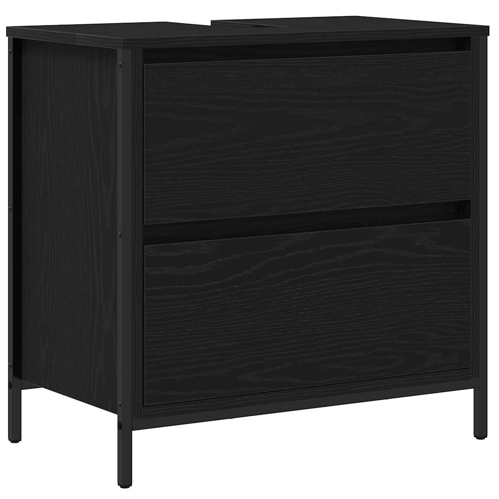 Black Oak Effect Bathroom Vanity Unit with Drawers