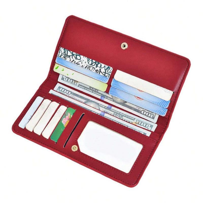1 шт. ультратонкий кошелек для женщин с блокировкой RFID, держатель для кредитных карт, двойной клатч, кошельки на молнии, дорожный длинный кошелек
