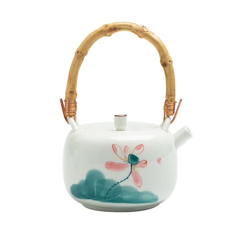 Hand-painted Japanese Style Lifting Pot Tea Pot Kung Fu Tea Set With Filter Coarse Ceramic Purple Clay Pot Ceramic Tea Pot Puer