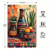 Металлическая табличка Cinco De Mayo Настенное искусство 'Сахарный Череп' Декор с кактусами и цветами 8x12 дюймов Для улицы и помещений