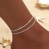 Women Anklet Double-layered Shiny Rhinestone Adjustable Length Simple Style Ankle Decoration Jewelry Party Beach Daily Ankle Chain Anniversary Gift