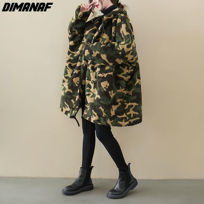 DIMANAF Женские пальто Новые большие размеры Зимние новые кашемировые куртки Пальто Парка с рождественским узором и принтом Дизайн Теплая флокированная верхняя одежда больших размеров