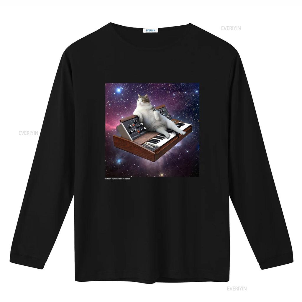 Крутые Коты на Синтезаторах в Космосе Minimoog Футболка Для винтажный Стильный Слегка Растянутый Унисекс дизайнерская одежда