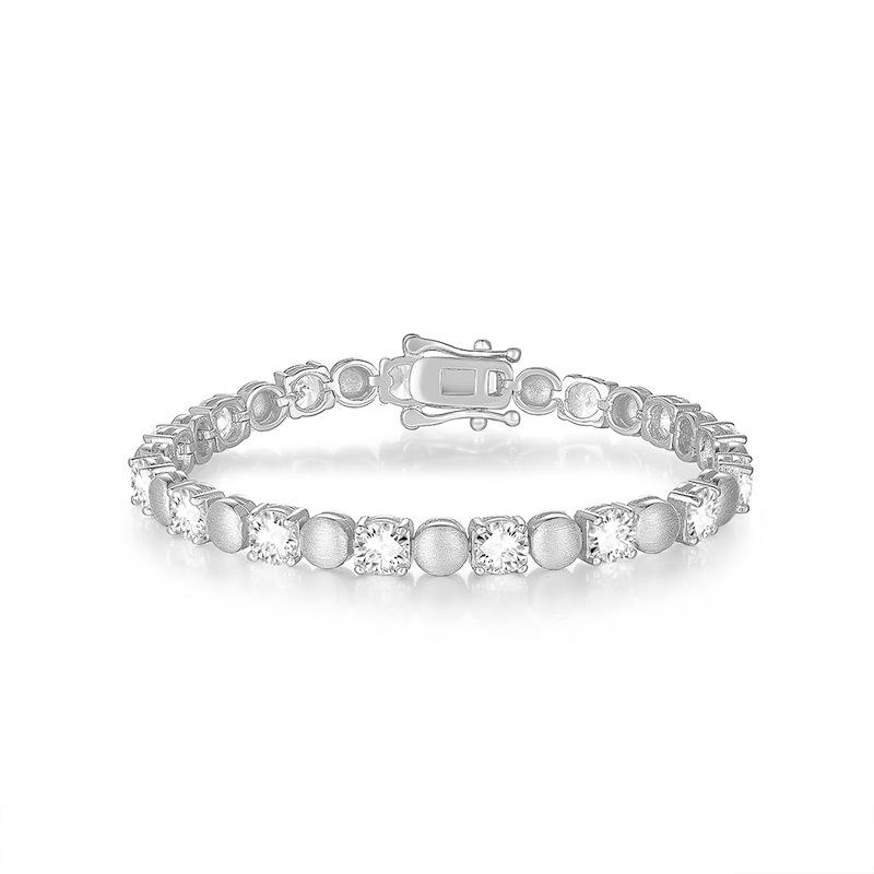 WUIHA 925 Sterling Silver 5 MM Round Cut GRA Real Moissanite Diamonds Tennis Bracelet Bangle Wedding Engagement Fine Jewelry