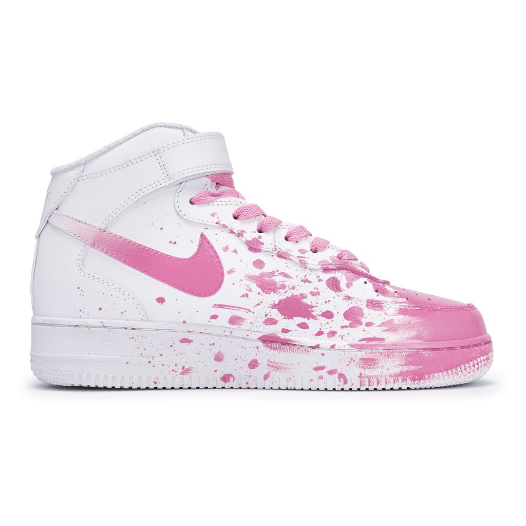 Nike Air Force 1 Coverage Slip Resistant And Abrasion Resistant Mid top Skateboard Shoes Men's White Pink CW2289-111(Team80-SBOX)