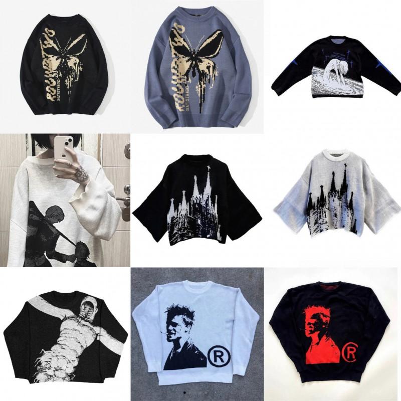 Унисекс Свитер с графическим принтом, с круглым вырезом, Streetwear, Повседневный Пуловер