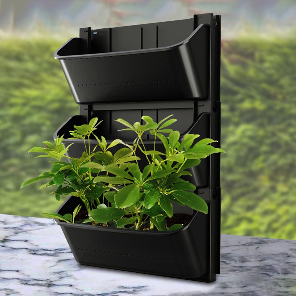 Настенный цветочный горшок Вертикальный садовый кашпо Самополив Набор настенных кашпо Штабелируемые вертикальные цветочные горшки с дренажными отверстиями