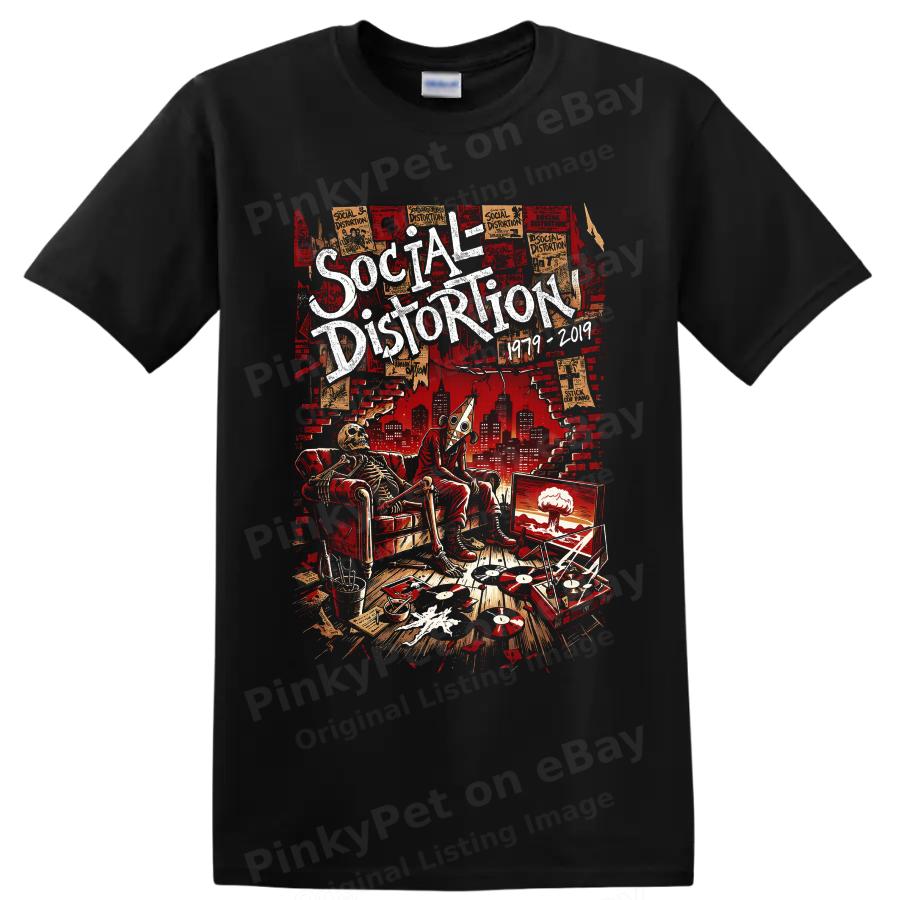 Social Distortion Punk Rock Skeleton Records City Art T Shirt Graphic Print Tee