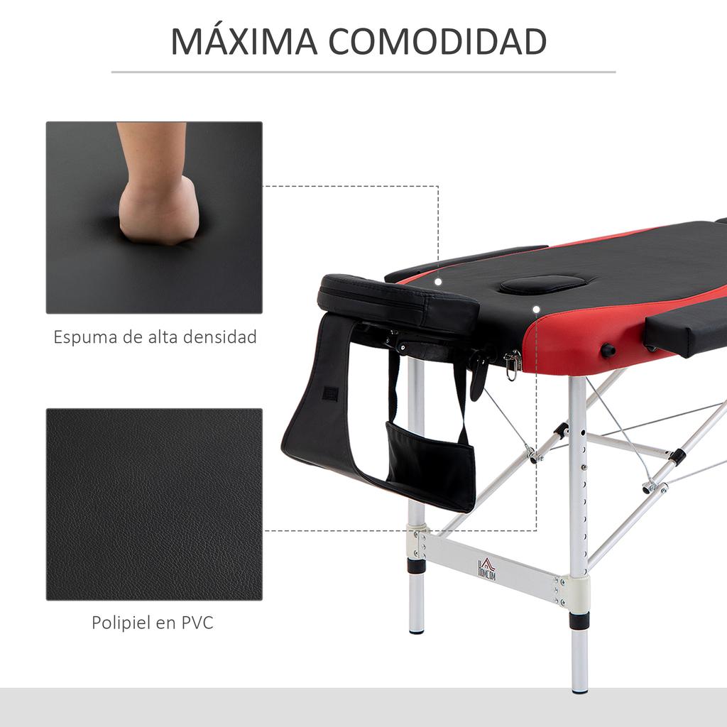 Folding Massage Table Bed with Carrying Case, Lightweight Couch Spa Beauty Bed with Adjustable Height, Aluminium Frame, Black