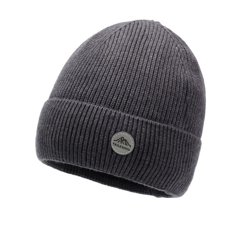 Men's Autumn Winter Knitted Hat Warm Wool Hat Outdoor Sports Cashmere Thick Pullover Cap