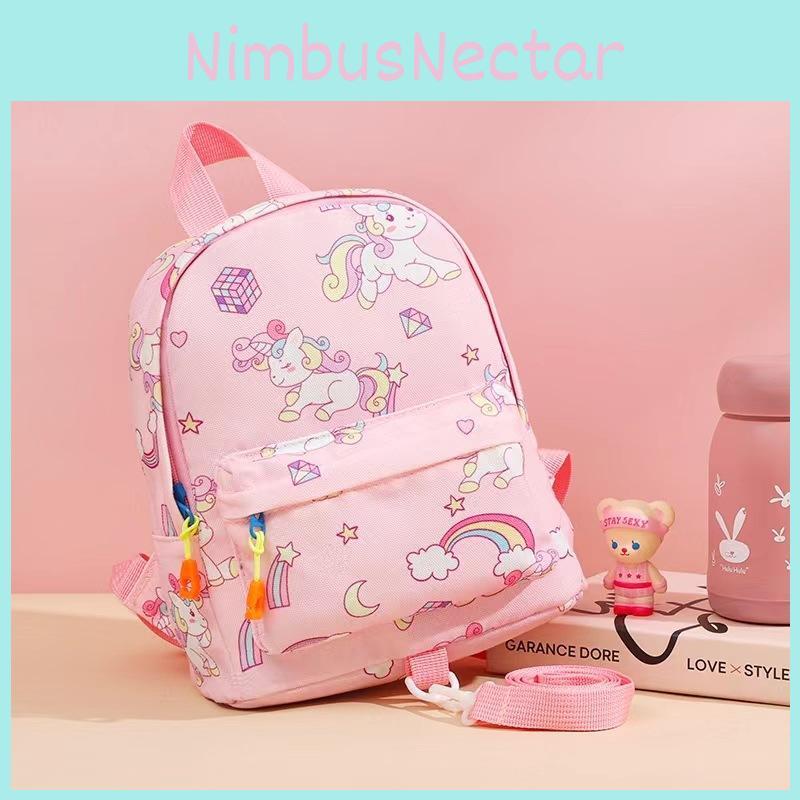 Cross-border Canvas Backpack With Cartoon Print Unicorn Design For Kindergarten Students